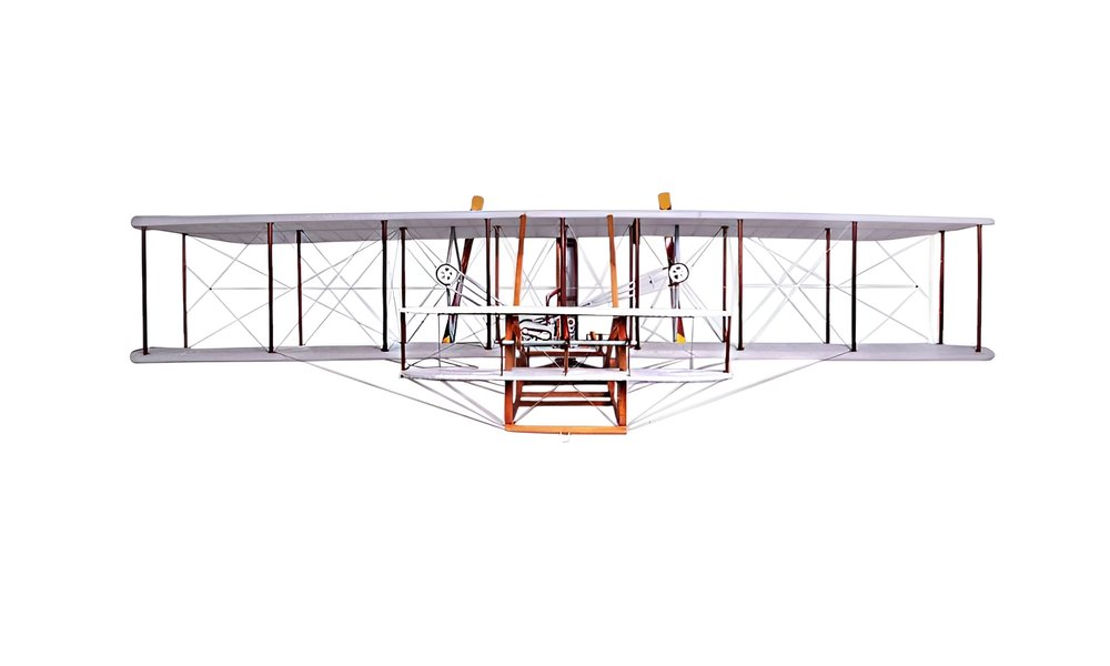24" Brown And White Solid Wood Hand Painted Airplane Model Airplane HomeRoots