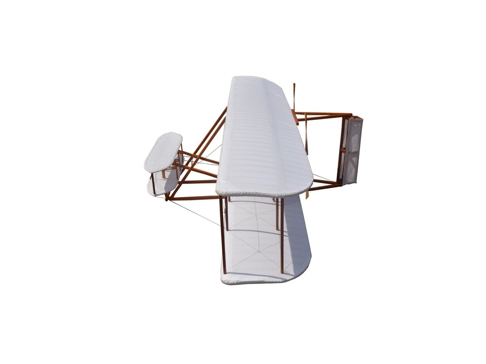 24" Brown and White Solid Wood Hand Painted Model Airplane Tabletop Sculpture HomeRoots