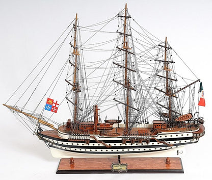 32" Black and White Solid Wood Hand Painted Amerigo Vespucci Model Boat HomeRoots
