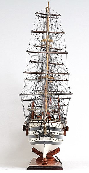 32" Black and White Solid Wood Hand Painted Amerigo Vespucci Model Boat