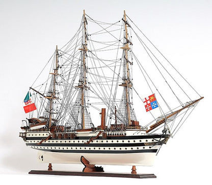 32" Black and White Solid Wood Hand Painted Amerigo Vespucci Model Boat HomeRoots