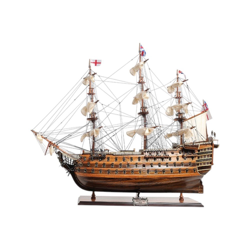 27" Wood Brown Solid Wood Hand Painted Model Boat Tabletop Sculpture HomeRoots
