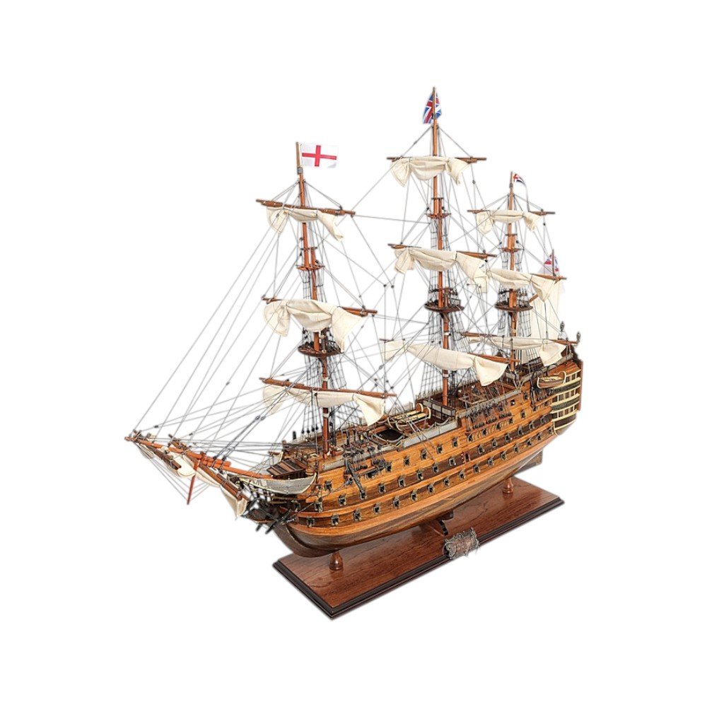 27" Wood Brown Solid Wood Hand Painted Model Boat Tabletop Sculpture HomeRoots
