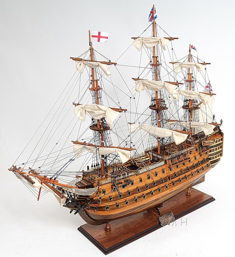 27" Wood Brown Solid Wood Hand Painted Model Boat Tabletop Sculpture HomeRoots
