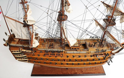 27" Wood Brown Solid Wood Hand Painted Model Boat Tabletop Sculpture HomeRoots