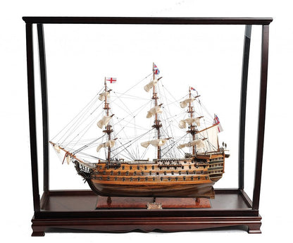 32" Wood Brown Solid Wood Hand Painted HMS Victory Medium Display Case Model Boat HomeRoots