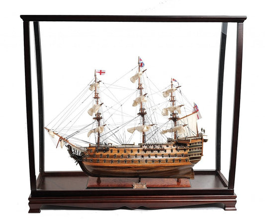 32" Wood Brown Solid Wood Hand Painted HMS Victory Medium Display Case Model Boat HomeRoots