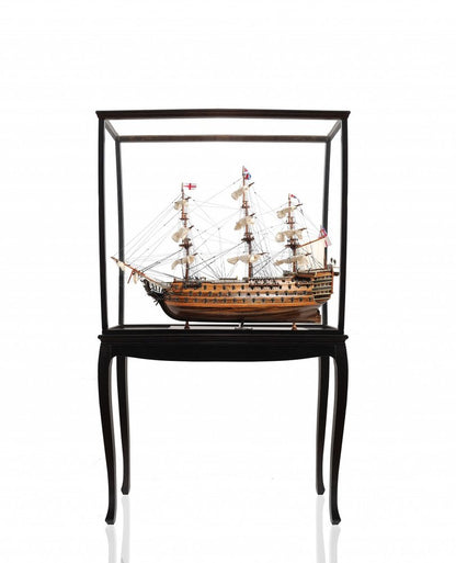 30" Wood Brown Solid Wood Hand Painted HMS Victory Medium Open Front Display Case Model Boat HomeRoots