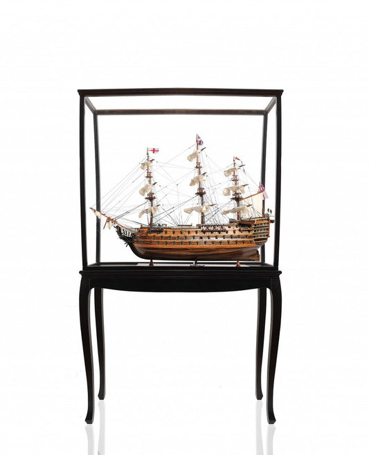 30" Wood Brown Solid Wood Hand Painted HMS Victory Medium Open Front Display Case Model Boat HomeRoots