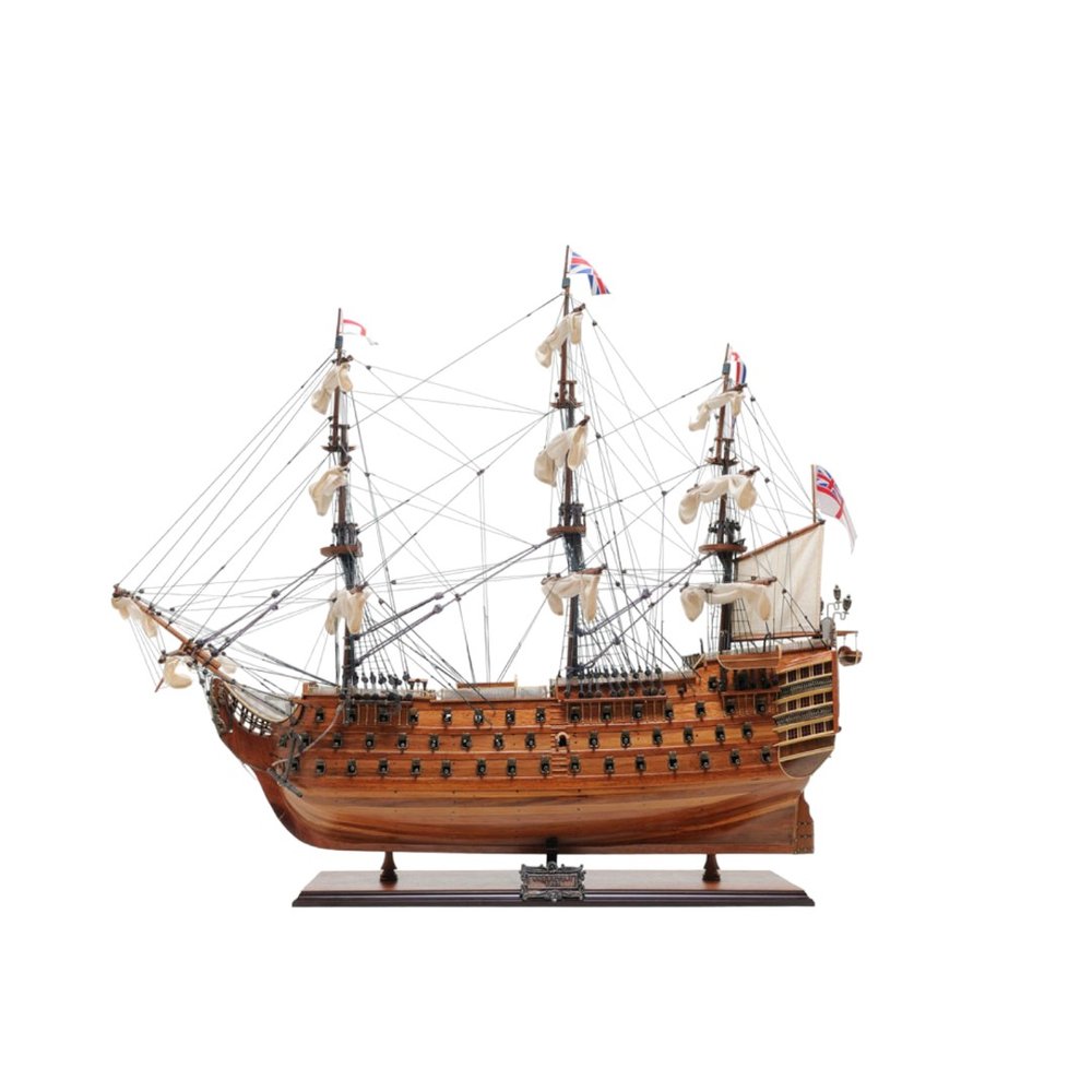 36" Brown Solid Wood Hand Painted Boat Model Boat HomeRoots