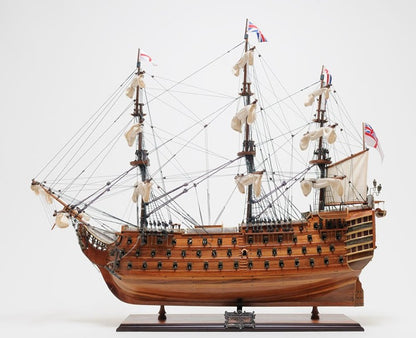 36" Brown Solid Wood Hand Painted Boat Model Boat HomeRoots
