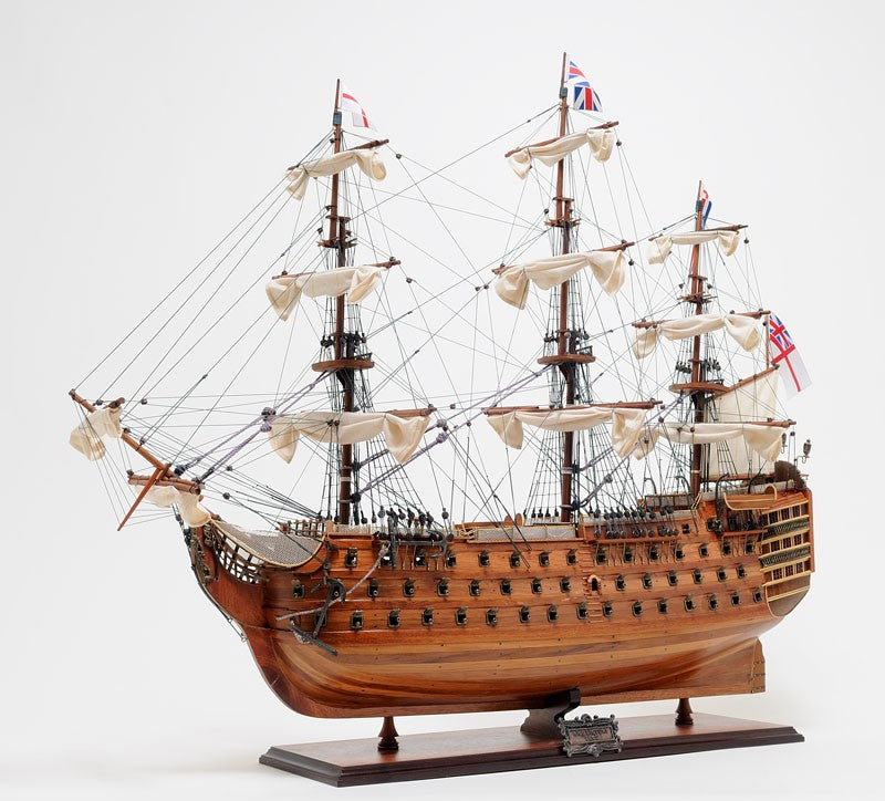 36" Wood Brown HMS Victory Hand Painted Decorative Boat