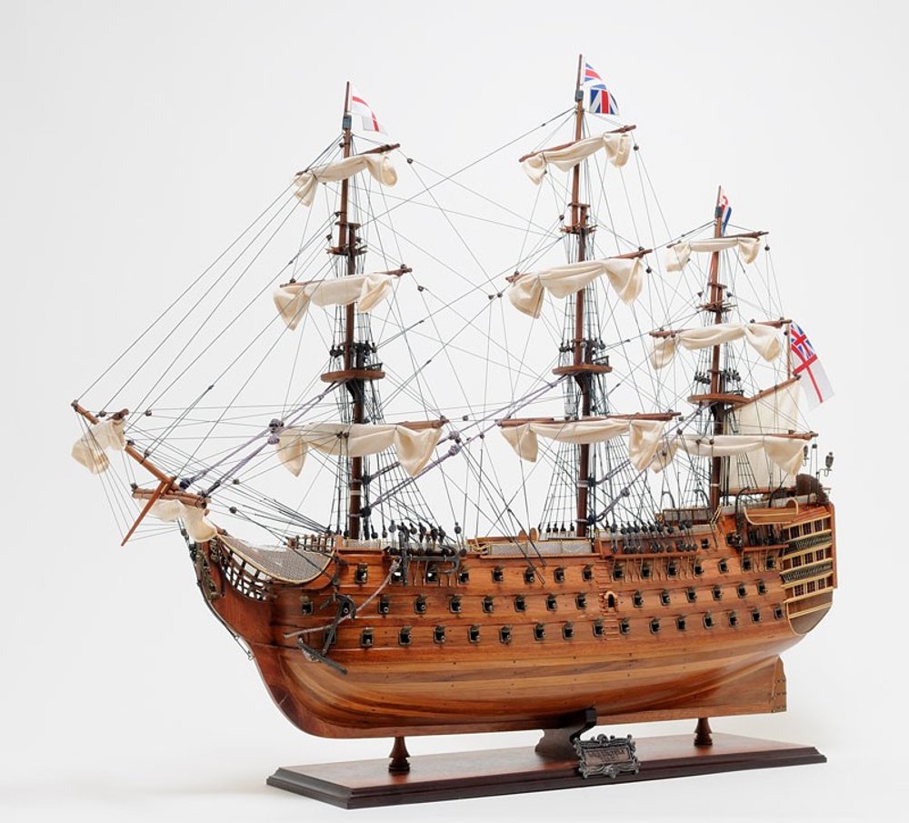 36" Brown Solid Wood Hand Painted Boat Model Boat HomeRoots