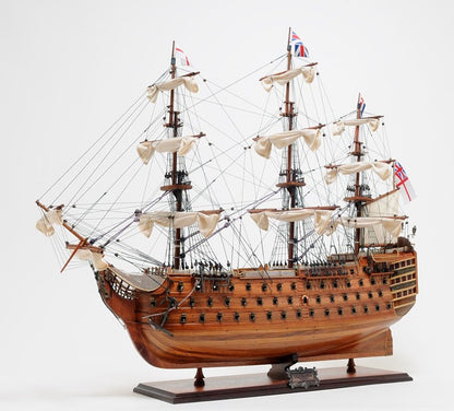 36" Brown Solid Wood Hand Painted Boat Model Boat HomeRoots