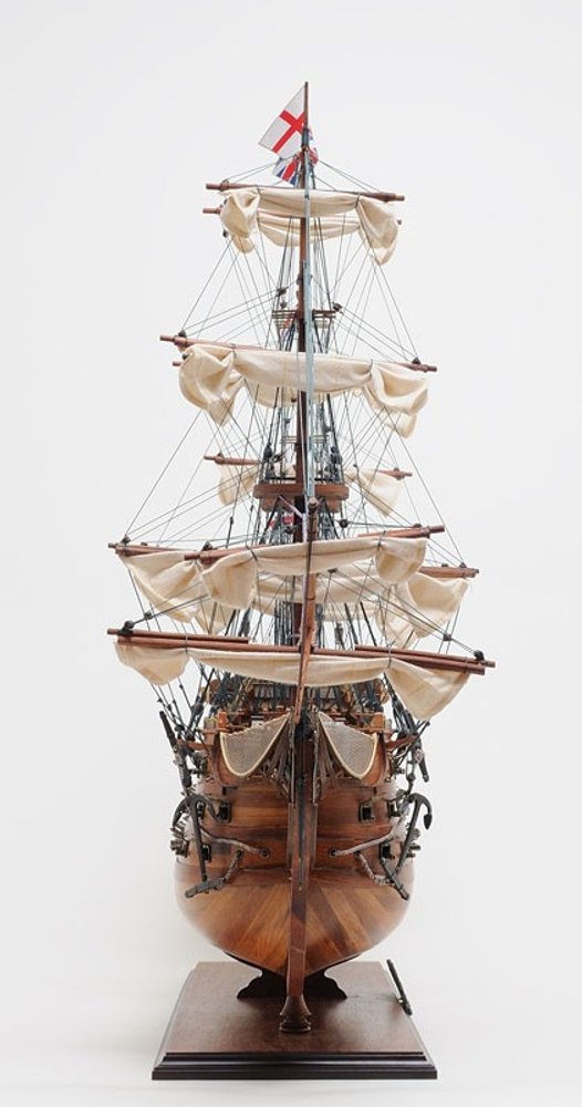 36" Brown Solid Wood Hand Painted Boat Model Boat HomeRoots