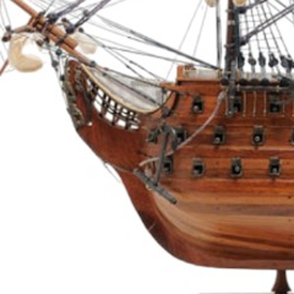 36" Brown Solid Wood Hand Painted Boat Model Boat HomeRoots