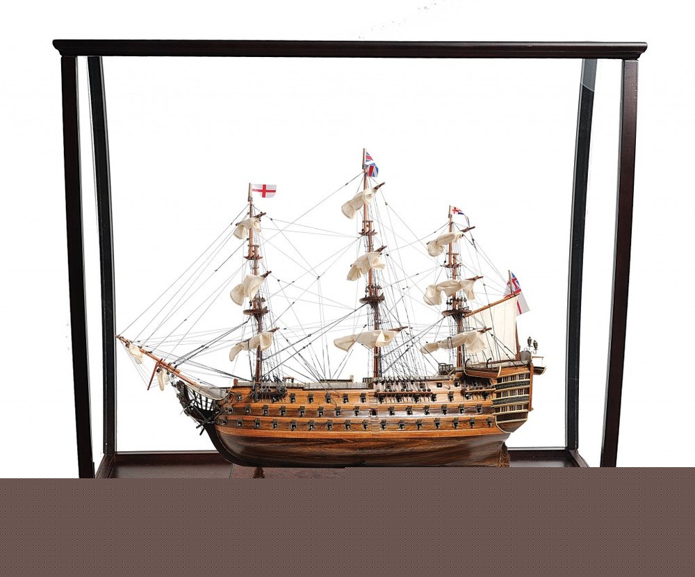 39" Wood Brown Solid Wood Hand Painted HMS Victory Large Table Top Display Model Boat HomeRoots