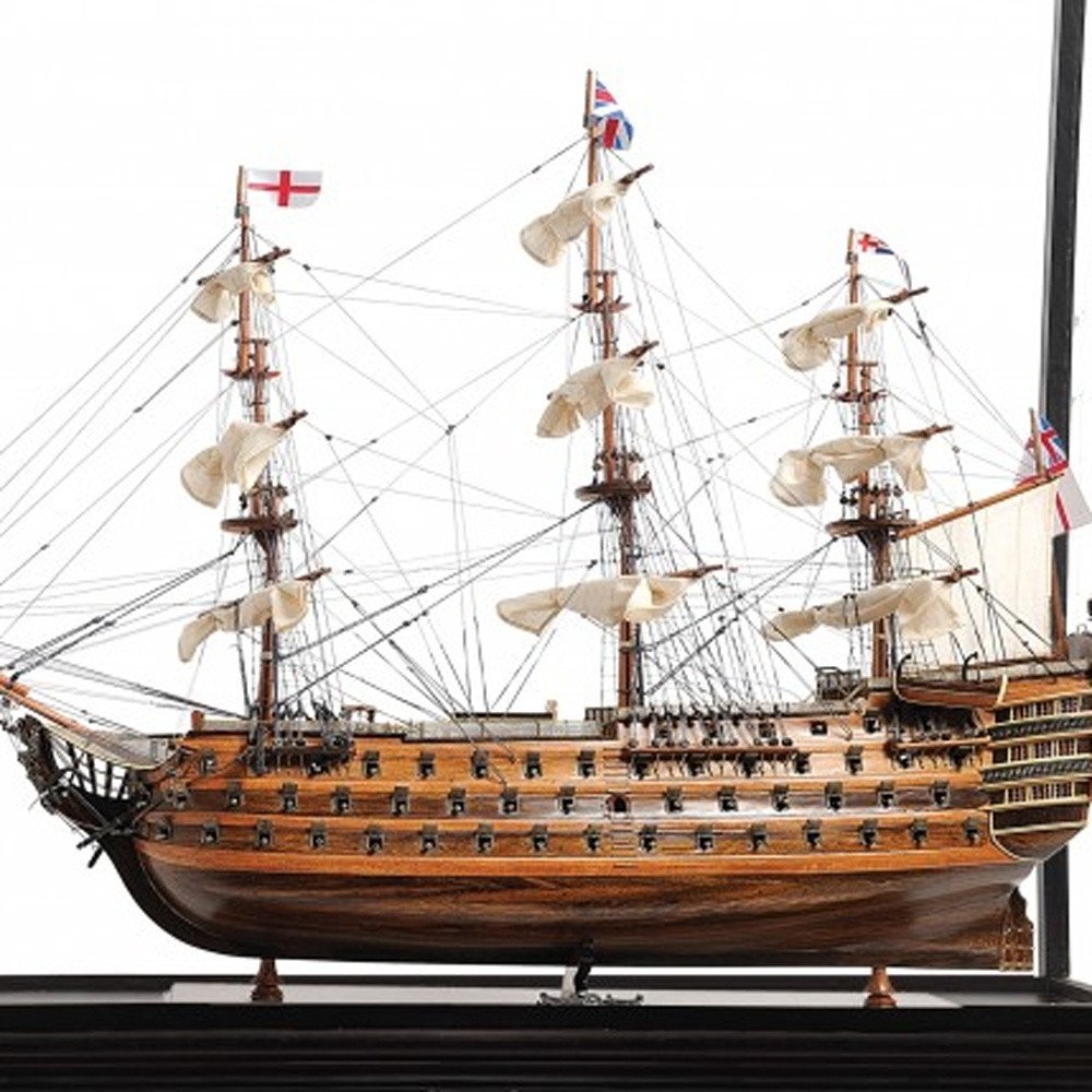 69" Brown Solid Wood Hand Painted Boat Model Boat HomeRoots