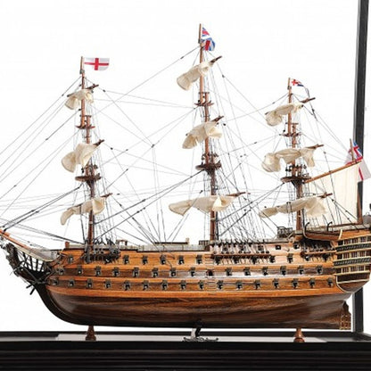 69" Brown Solid Wood Hand Painted Boat Model Boat HomeRoots