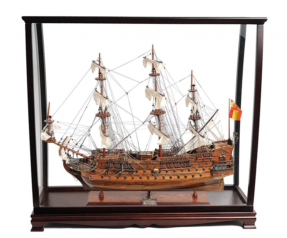 39" Wood Brown San Felipe Large Table Top Display Hand Painted Decorative Boat HomeRoots