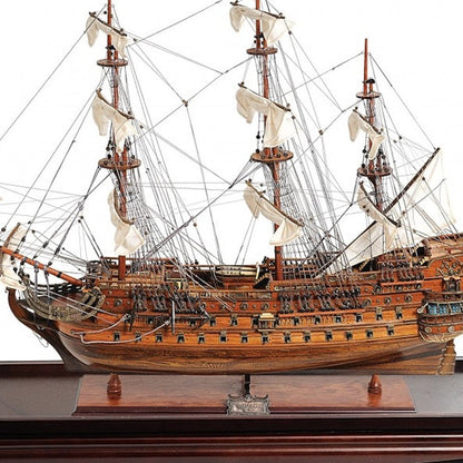 39" Wood Brown San Felipe Large Table Top Display Hand Painted Decorative Boat HomeRoots