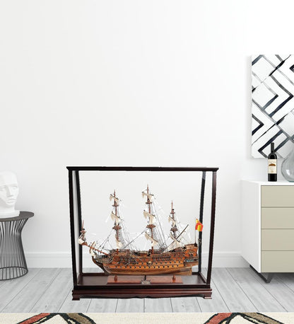 39" Wood Brown San Felipe Large Table Top Display Hand Painted Decorative Boat HomeRoots