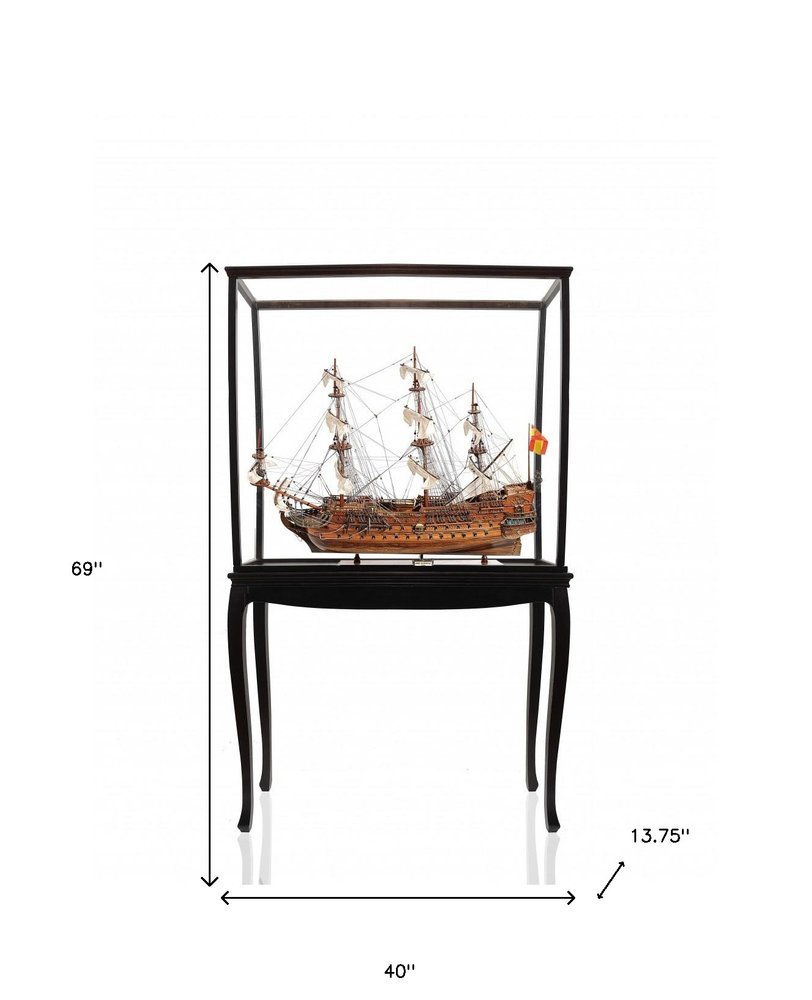 69" Wood Brown Solid Wood Hand Painted San Felipe Large Floor Display Model Boat HomeRoots