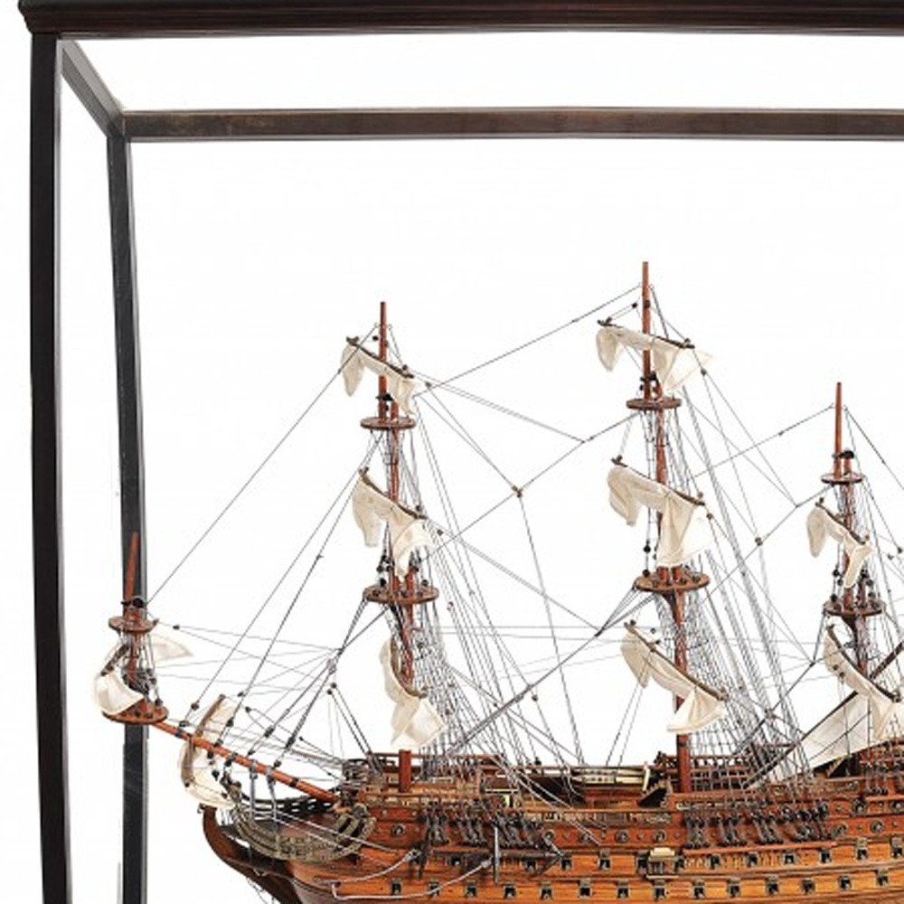 69" Wood Brown Solid Wood Hand Painted San Felipe Large Floor Display Model Boat HomeRoots