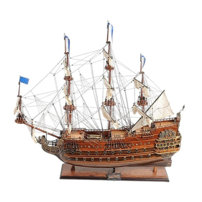 27" Brown Solid Wood Hand Painted Boat Model Boat HomeRoots