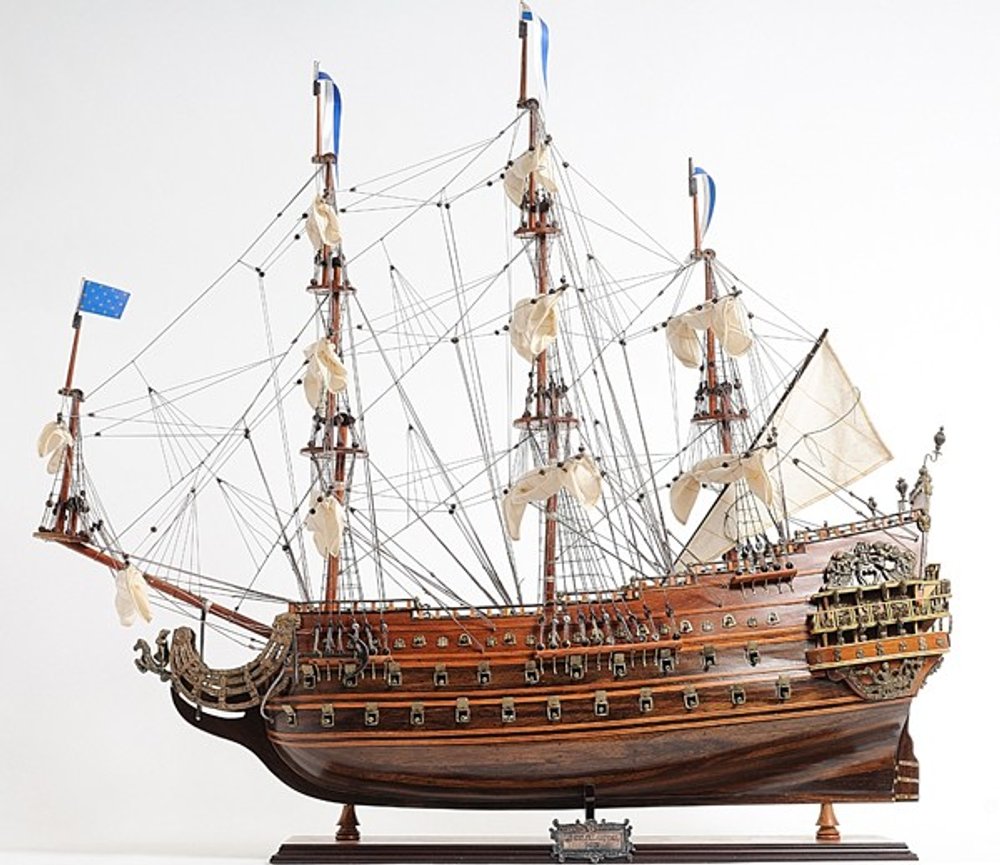 27" Brown Solid Wood Hand Painted Boat Model Boat HomeRoots