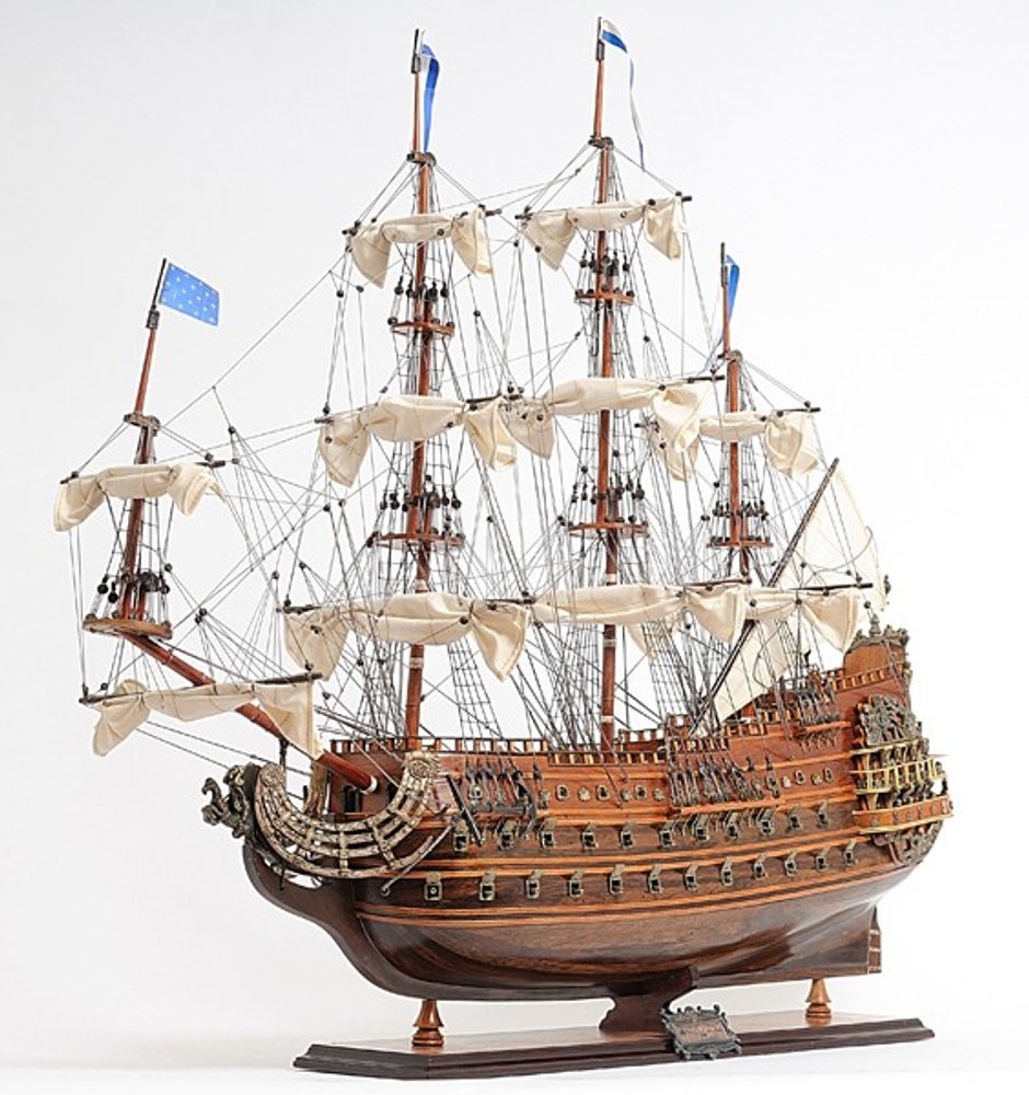 27" Brown Solid Wood Hand Painted Boat Model Boat HomeRoots