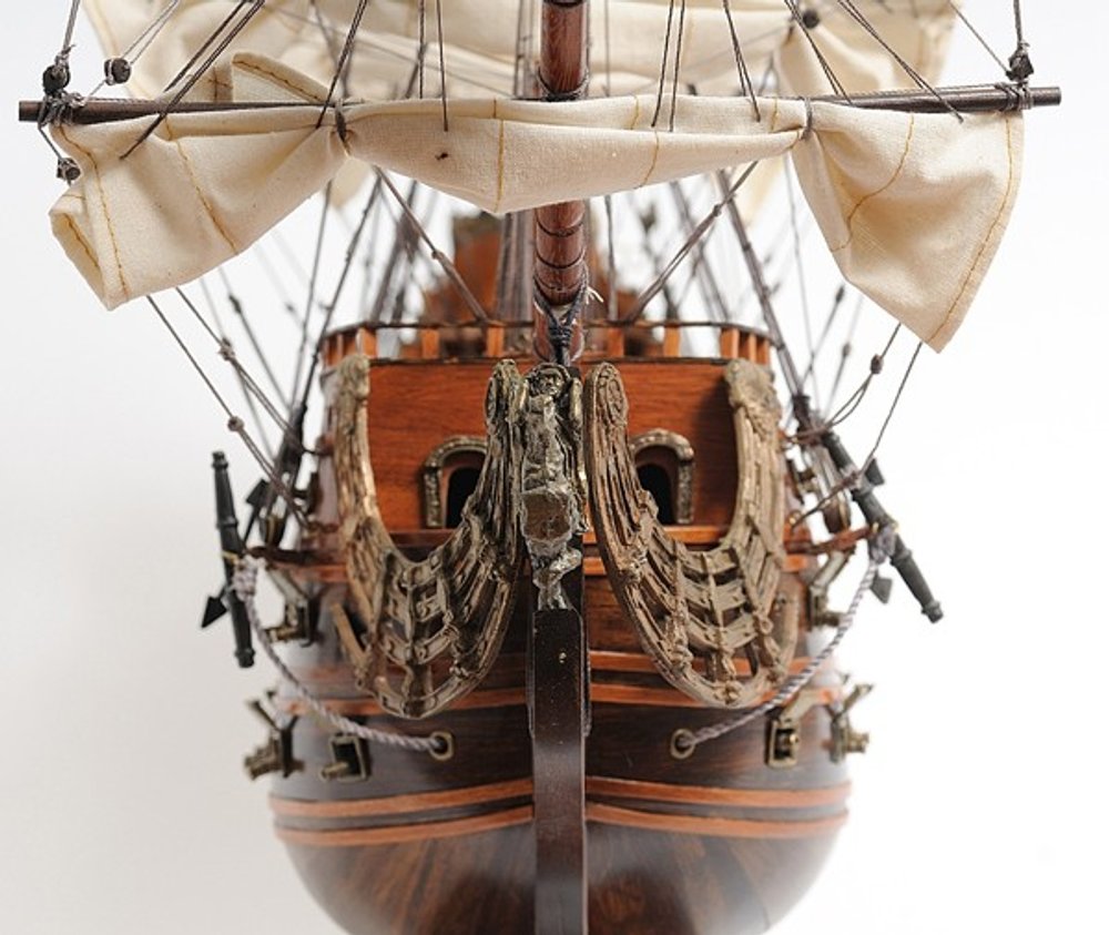 27" Brown Solid Wood Hand Painted Boat Model Boat HomeRoots