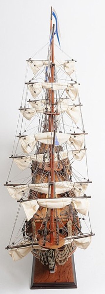 27" Brown Solid Wood Hand Painted Boat Model Boat HomeRoots