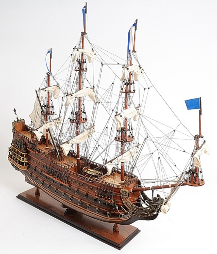 27" Brown Solid Wood Hand Painted Boat Model Boat HomeRoots