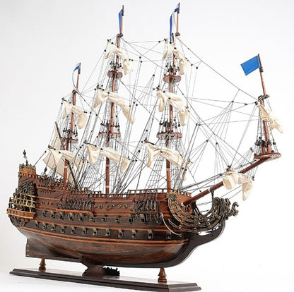 27" Brown Solid Wood Hand Painted Boat Model Boat HomeRoots
