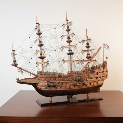 33" Wood Brown Sovereign of the Seas Hand Painted Boat Sculpture HomeRoots