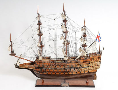 33" Wood Brown Sovereign of the Seas Hand Painted Boat Sculpture HomeRoots