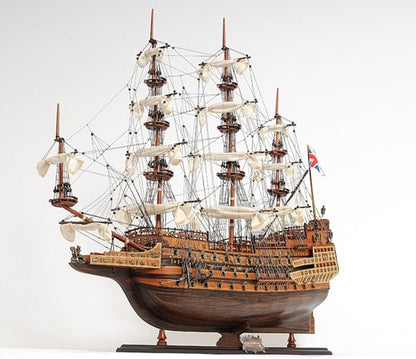 33" Wood Brown Sovereign of the Seas Hand Painted Boat Sculpture HomeRoots