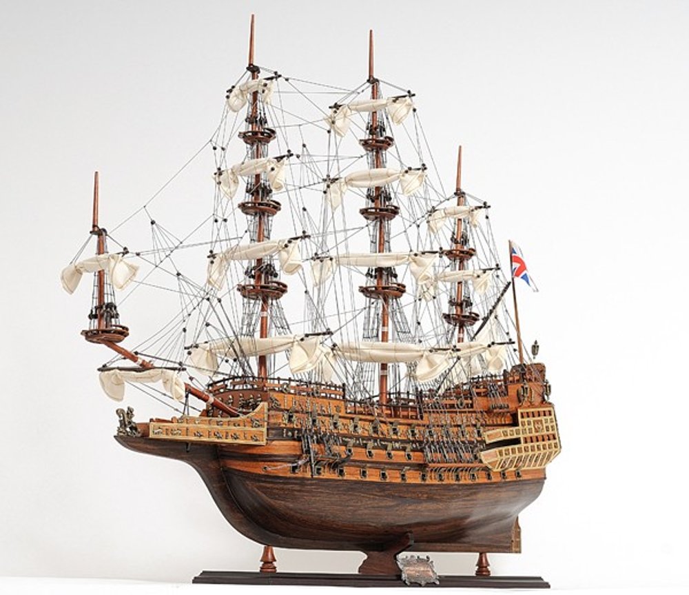 33" Wood Brown Sovereign of the Seas Hand Painted Boat Sculpture HomeRoots