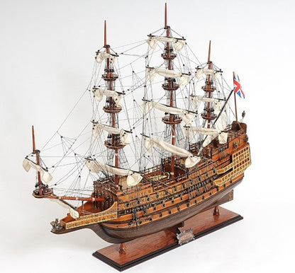 33" Wood Brown Sovereign of the Seas Hand Painted Boat Sculpture HomeRoots