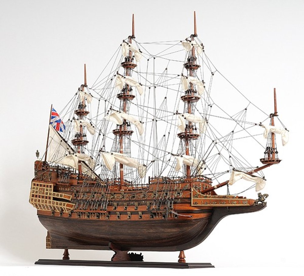 33" Wood Brown Sovereign of the Seas Hand Painted Boat Sculpture HomeRoots