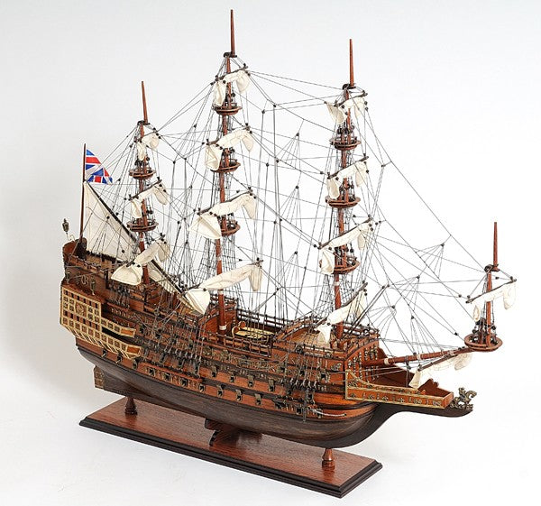 33" Wood Brown Sovereign of the Seas Hand Painted Boat Sculpture