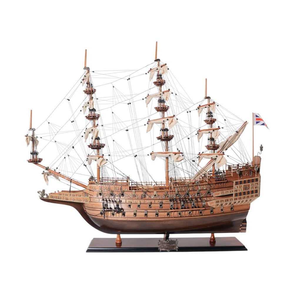 33" Wood Brown Sovereign of the Seas Hand Painted Boat Sculpture HomeRoots
