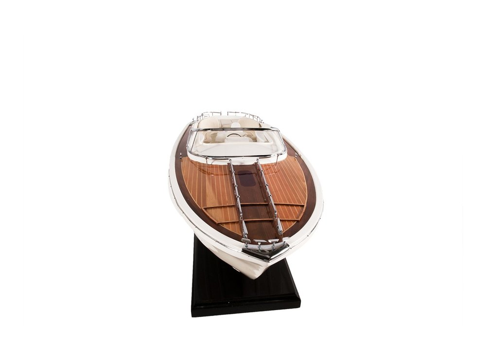 11" White Wood Yacht Model Sculpture HomeRoots