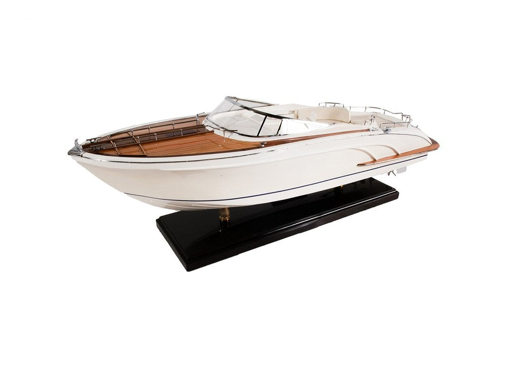 11" White Wood Yacht Model Sculpture HomeRoots