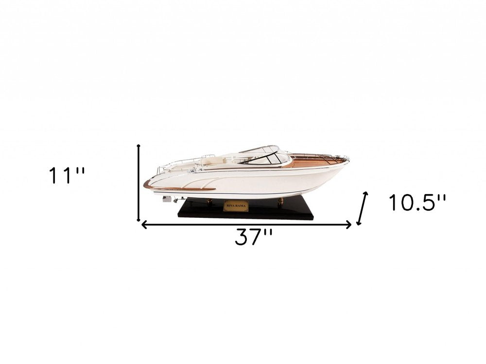 11" White Wood Yacht Model Sculpture HomeRoots
