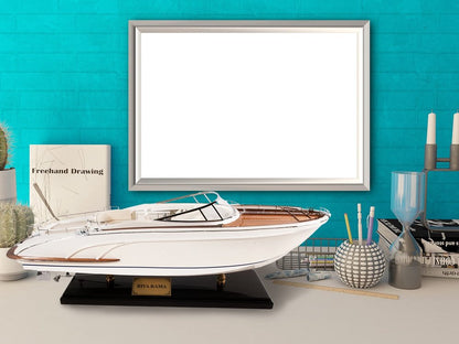 11" White Wood Yacht Model Sculpture HomeRoots