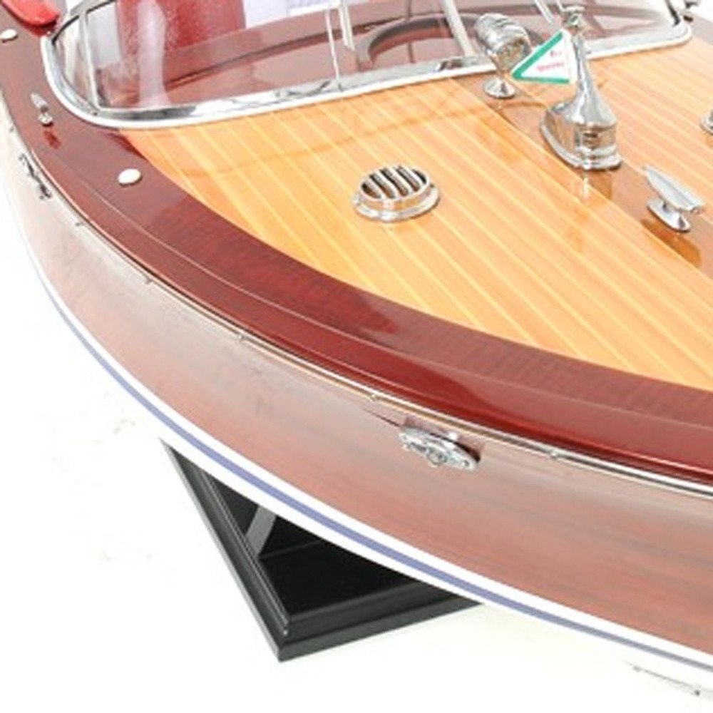 10" Brown Solid Wood Hand Painted Model Boat HomeRoots