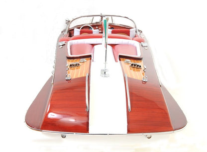 10" Brown Solid Wood Hand Painted Model Boat HomeRoots