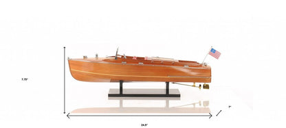 8" Brown Manufactured Wood Hand Painted Decorative Boat HomeRoots